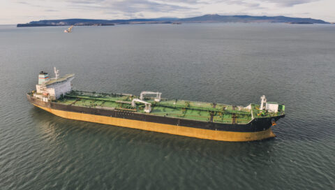 Russian oil tanker off the coast of Sakhalin.