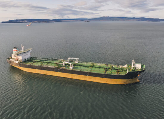 Russian oil tanker off the coast of Sakhalin.